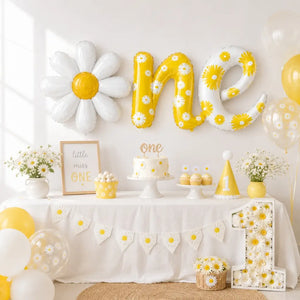 One Daisy Birthday Foil Balloon Banner