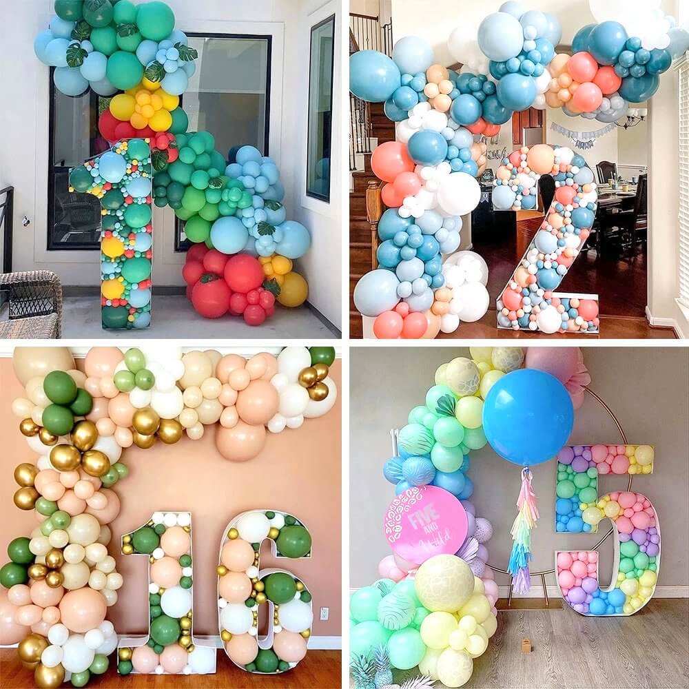 DIY Jumbo Balloon Mosaic Number Frame - Number 0 - Balloon Filling Boxes - Party Centrepiece Backdrops & Party Decorations