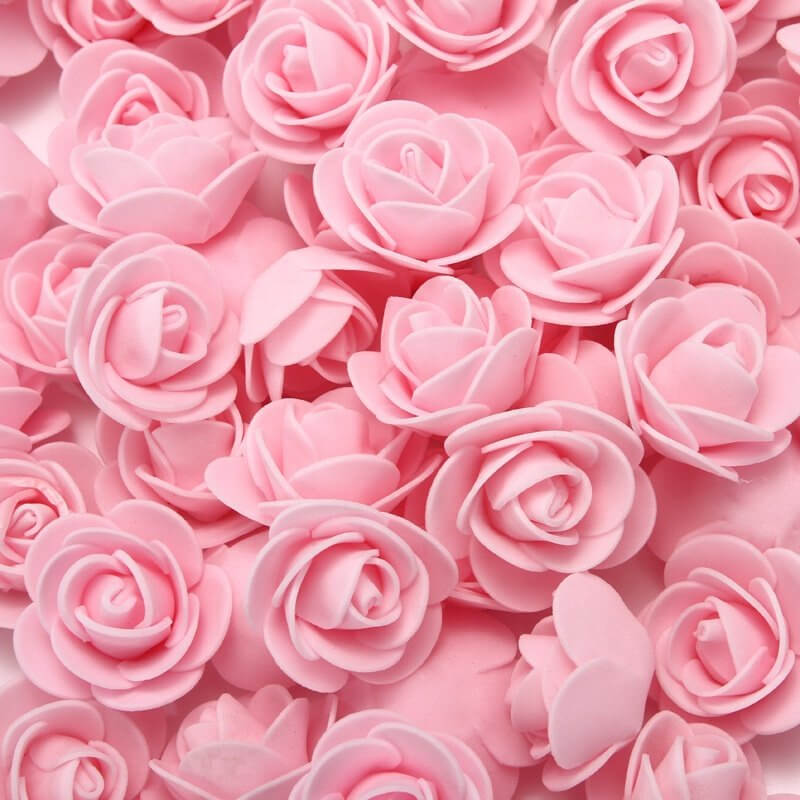 100pcs Artificial Foam Rose Flower Heads - Baby Pink