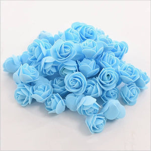 100pcs Artificial Foam Rose Flower Heads - Blue