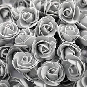 100pcs Artificial Foam Rose Flower Heads - Grey