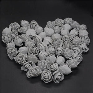 100pcs Artificial Foam Rose Flower Heads - Grey