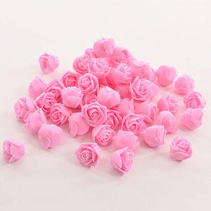 100pcs Artificial Foam Rose Flower Heads - Pink