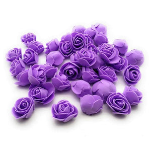 100pcs Artificial Foam Rose Flower Heads - Purple