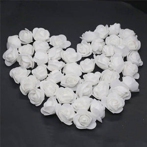 100pcs Artificial Foam Rose Flower Heads - White