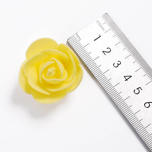 100pcs Artificial Foam Rose Flower Heads - Yellow