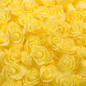 100pcs Artificial Foam Rose Flower Heads - Yellow