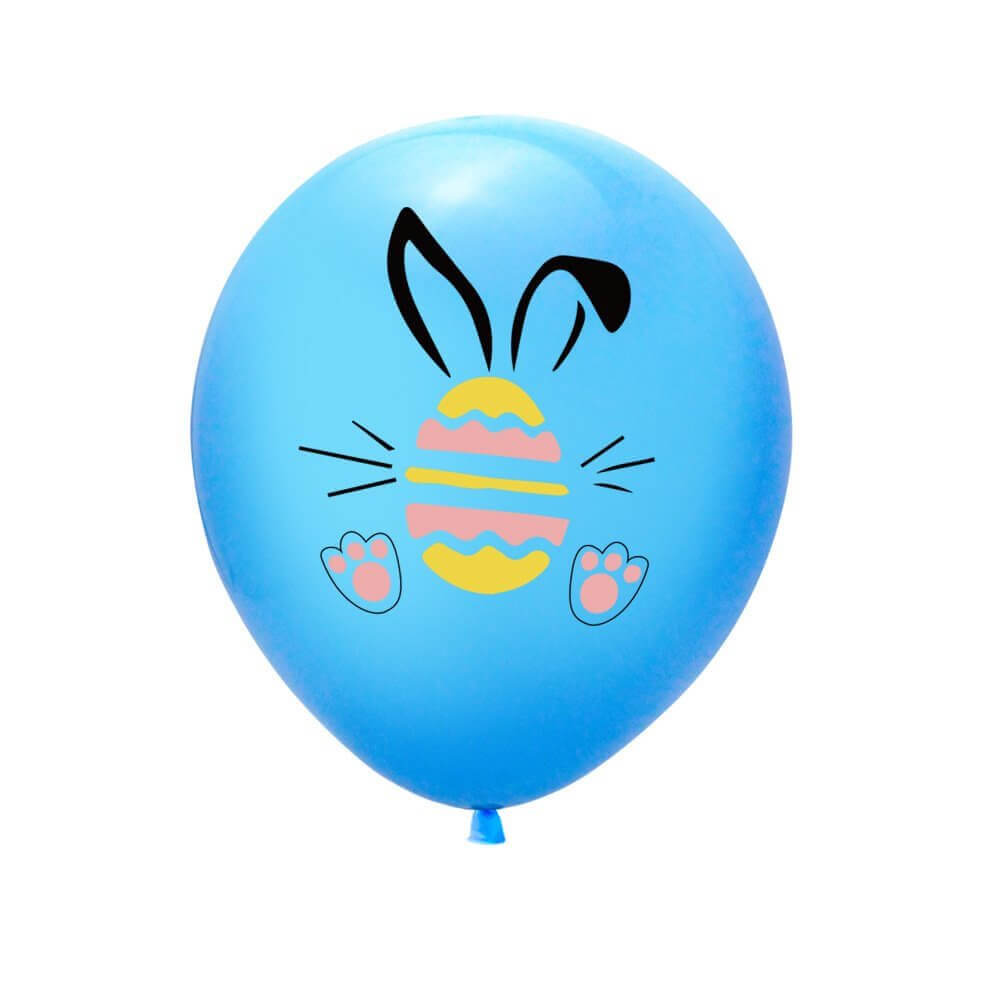 12" Happy Easter Bunny Rabbit Latex Balloon 10 Pack - Blue