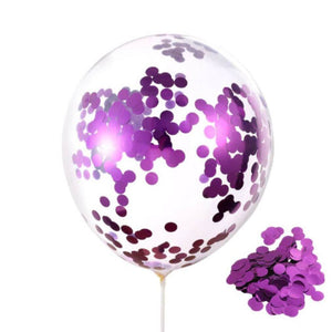 12" Online Party Supplies Purple Foil Confetti Latex Party Balloon Bouquet - 10 Pieces