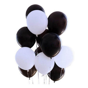12inch Black and White Latex Balloon Bouquet  (Pack of 10) - Black & White Themed Party Decorations