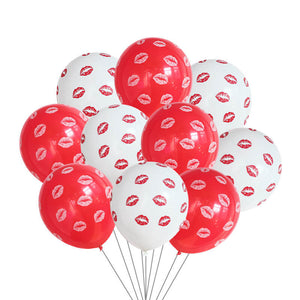 12" White & Red Lips Latex Balloon 10 Pack