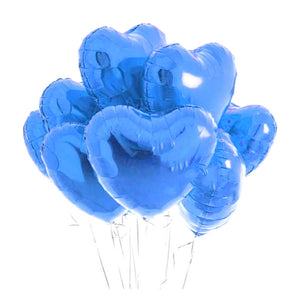 Online Party Supplies 18" Blue Heart Shaped Foil Party Balloon Bouquet (Pack of 10)