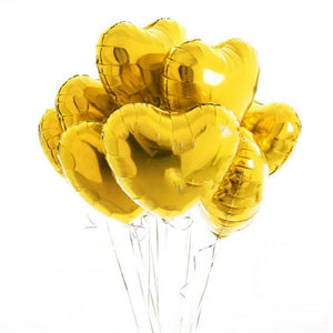 Online Party Supplies 18 Inch Gold Heart Shaped Foil Balloon Bouquet (Pack of 10)