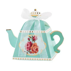 Tea Pot Shaped Baby Shower Favour Box 10 Pack - Blue