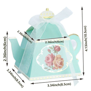 Tea Pot Shaped Baby Shower Favour Box 10 Pack - Blue