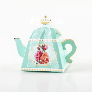 Tea Pot Shaped Baby Shower Favour Boxes 10 Pack - Blue