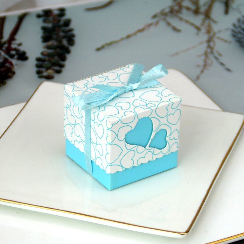 Love Heart Baby Shower Favour Box 10 Pack - Blue