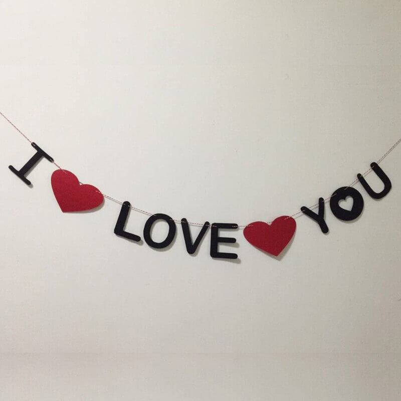 I Love You' Red Heart Valentine's Day Banner Bunting Party Decorations