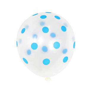 12" Transparent Polka Dot Latex Balloon 10 Pack - Blue Dots