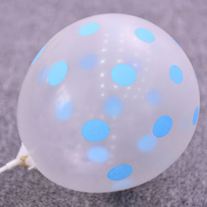 12" Transparent Polka Dot Latex Balloon 10 Pack - Blue Dots