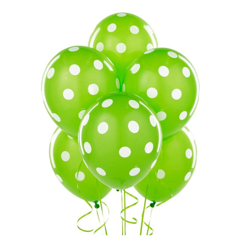 12" Lime Green Polka Dot Latex Balloon Bouquet (Pack of 10)