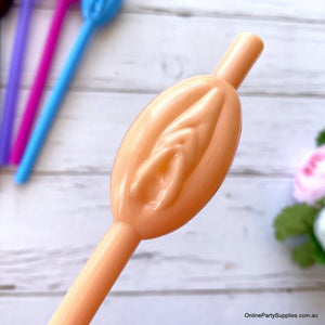 Online Party Supplies Naughty Bachelor Party Pussy Vagina Drinking Straws (pack of 10)
