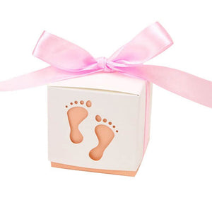 Baby Footprint Baby Shower Favour Box 10 Pack - Pink