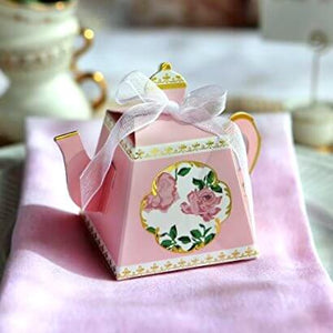 Tea Pot Shaped Baby Shower Favour Box 10 Pack - Pink