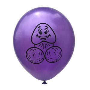 Purple Happy Penis Pink Print Latex Hen Party Balloon 10 Pack