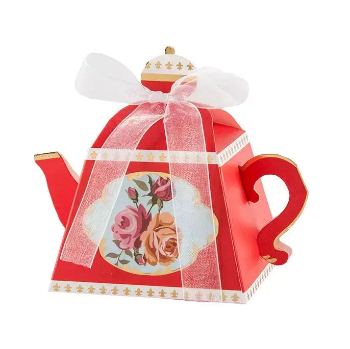 Tea Pot Shaped Baby Shower Favour Box 10 Pack - Red