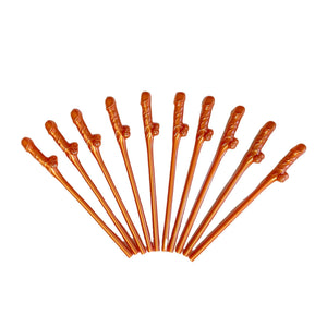 Rose Gold Naughty Hens Party Penis Shaped Drinking Straw 10 Pack