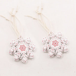 Online Party Supplies White Wooden Snowflake Christmas Hanging Decorations (Pack of 10)