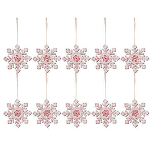 Online Party Supplies White Wooden Snowflake Christmas Hanging Decorations (Pack of 10)