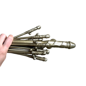 Combo Gold Penis Drinking Straw & Jumbo Dick Straw 11 Pack