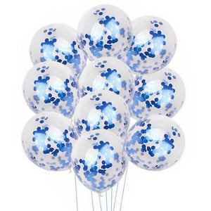 12" Online Party Supplies blue Foil Confetti Latex Party Balloon Bouquet - 10 Pieces