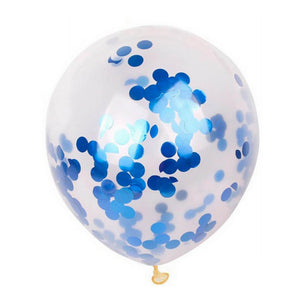 12" Online Party Supplies Blue Foil Confetti Latex Balloon Bouquet - 10 Pieces