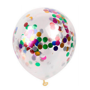 12" Rainbow Colour Foil Confetti Latex Wedding Balloon Bouquet - 10 Pieces