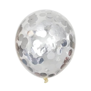 12" Silver Foil Confetti Latex Wedding Bridal Shower Balloon Bouquet - 10 Pieces