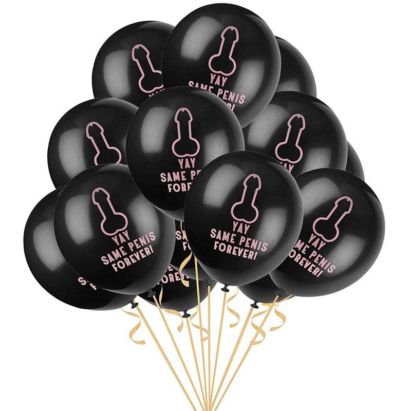 12 Inch Yay Same Penis Forever Latex Black Balloons (10 pieces) - Online Party Supplies