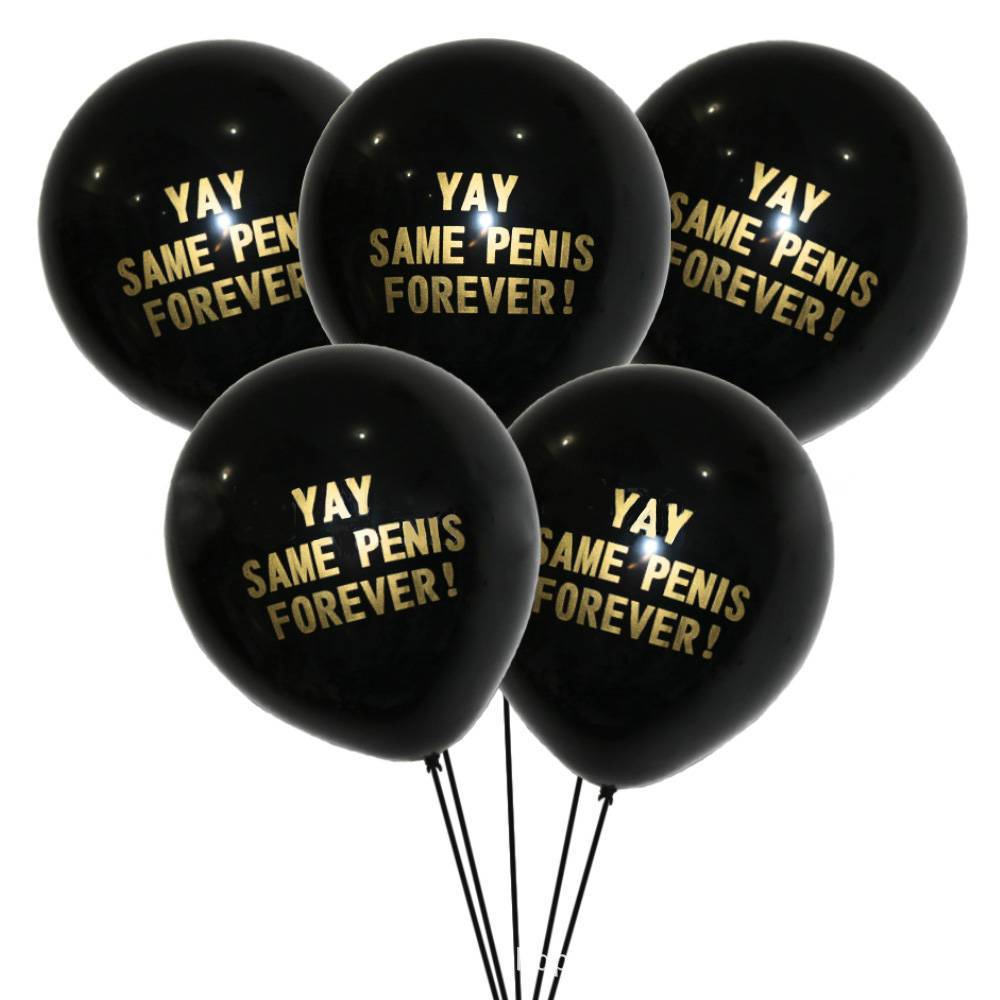 12 Inch gold Yay Same Penis Forever Latex Black Balloons (10 pieces) - Online Party Supplies for hen party bachelorette party decor