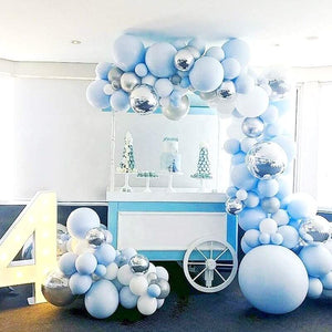 141pcs Macaron Blue, White & Silver Foil Confetti & Latex Balloon Garland DIY Kit - DIY Party Supplies & Balloon Decorations