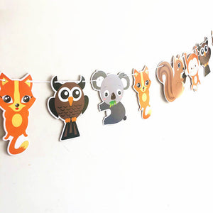 Woodland Jungle Forest Animals Hanging Paper Banner Bunting Garland