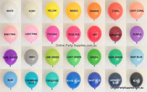 Online Party Supplies 12 inch 3.2g thickened solid standard colour latex balloon multi colour chart