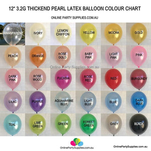 12" 3.2g Thickened Latex Party Balloon Bouquet (10 pieces) Colour Chart