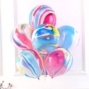 12" Rainbow Marble Agate Latex Balloon 10 Pack