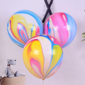 12" Rainbow Marble Agate Latex Balloon 10 Pack