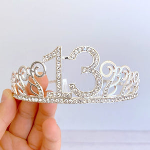 Premium Quality Metal Silver Rhinestone 13th Birthday Tiara - 13th Birthday Party Decorations