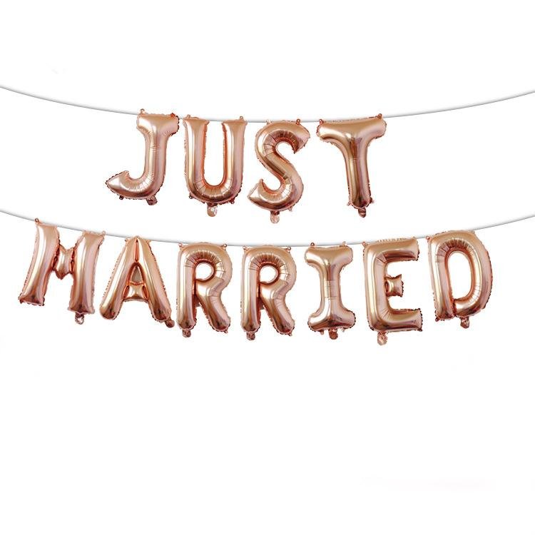 16" Rose Gold 'JUST MARRIED' Foil Balloon Banner