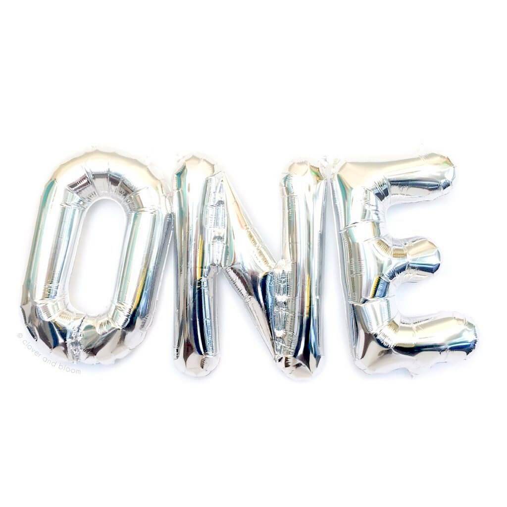 16 Inch Silver ONE First Birthday Party Foil Balloon