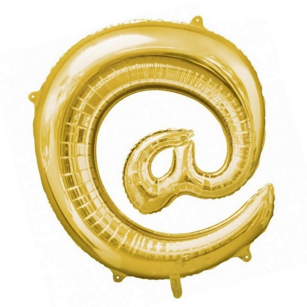 16" Metallic Gold At Sign Shaped Symbol Foil Balloon